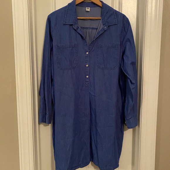 old navy denim shirt dress Old Navy Shirt Dress Womens Blue Denim Pearl Snap Western in Size Small